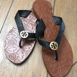 Tory Burch Black thora thong flip flops